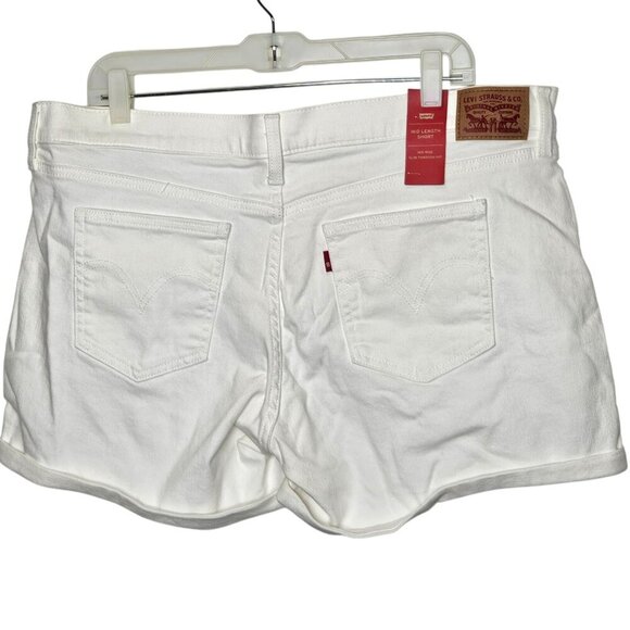 Levis Mid Length Womens White Denim Shorts Size 34 5-Pocket Casual Style - Picture 2 of 9